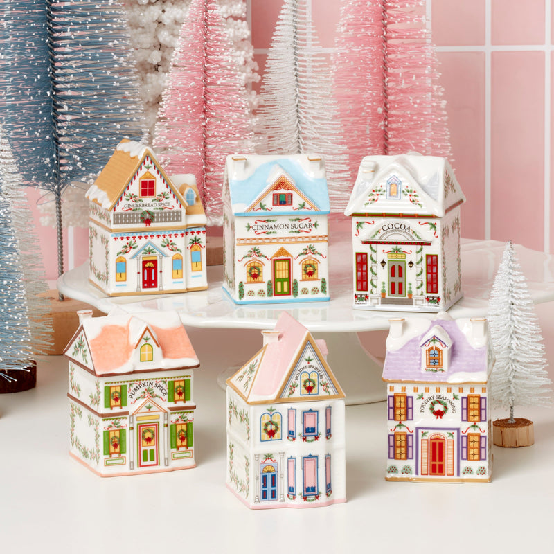 Lenox Village Christmas Spice Jars, Set Of 6