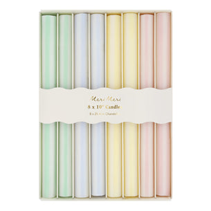 Pastel Striped Table Candles, Set of 8